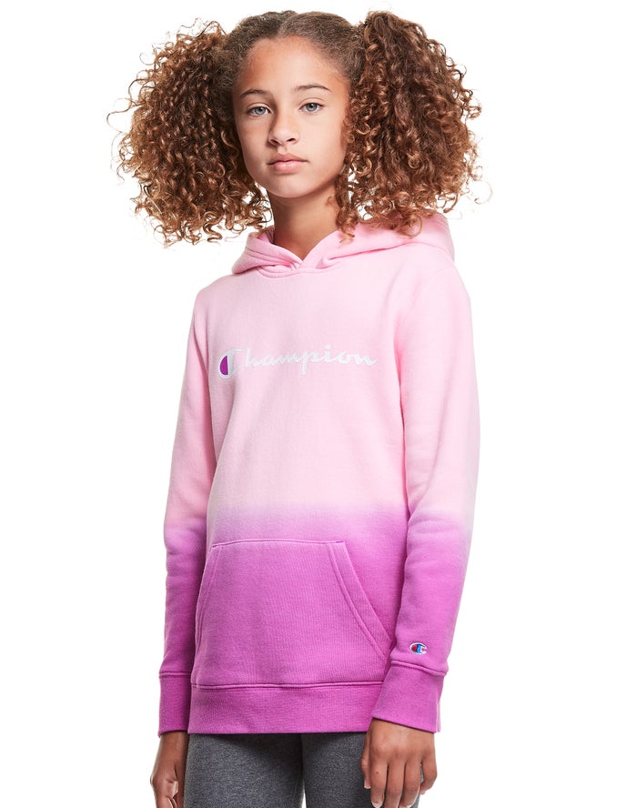 Champion Fleece Dip-Dye Script Logo - Tytön Pinkki/Violetit Huppari - Suomi 0361825-KZ